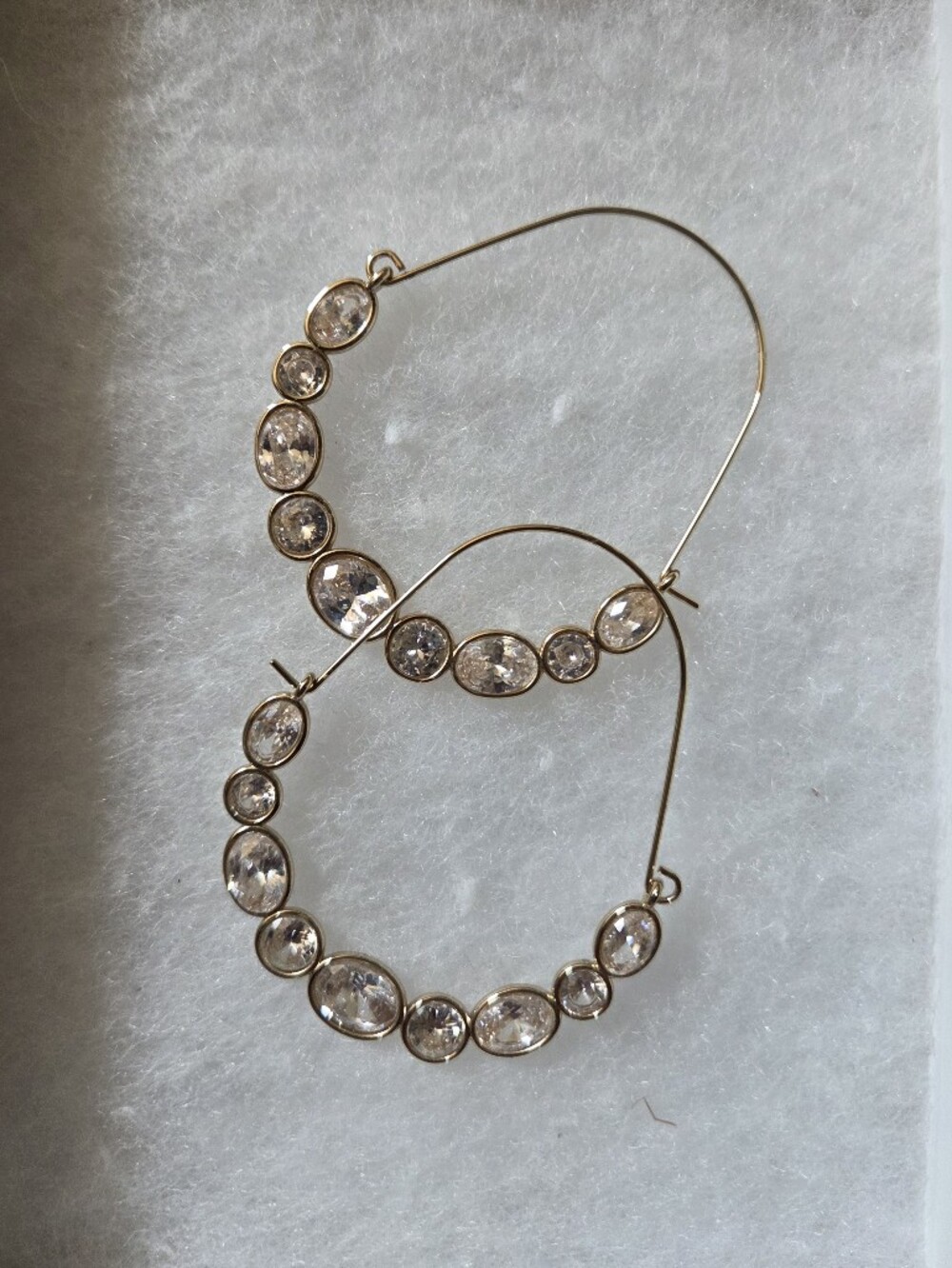 Gold Hoop Earrings with Clear Crystal Accents - Women Jewelry
